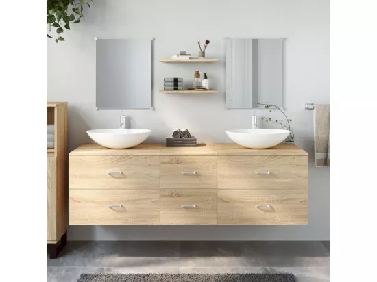 Ensemble de meubles salle de bain 5 pcs chêne bois d'ingénierie