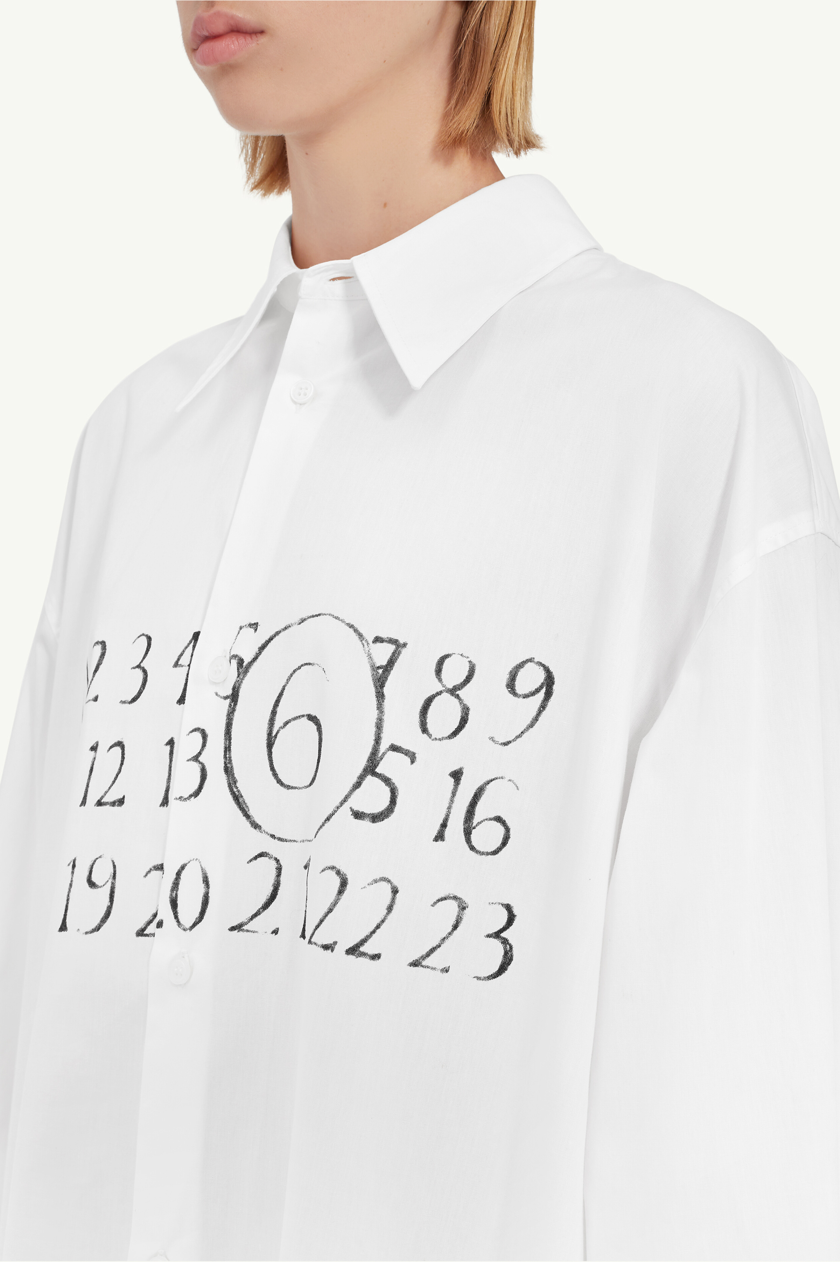White Cotton Asymmetric Shirt Dress