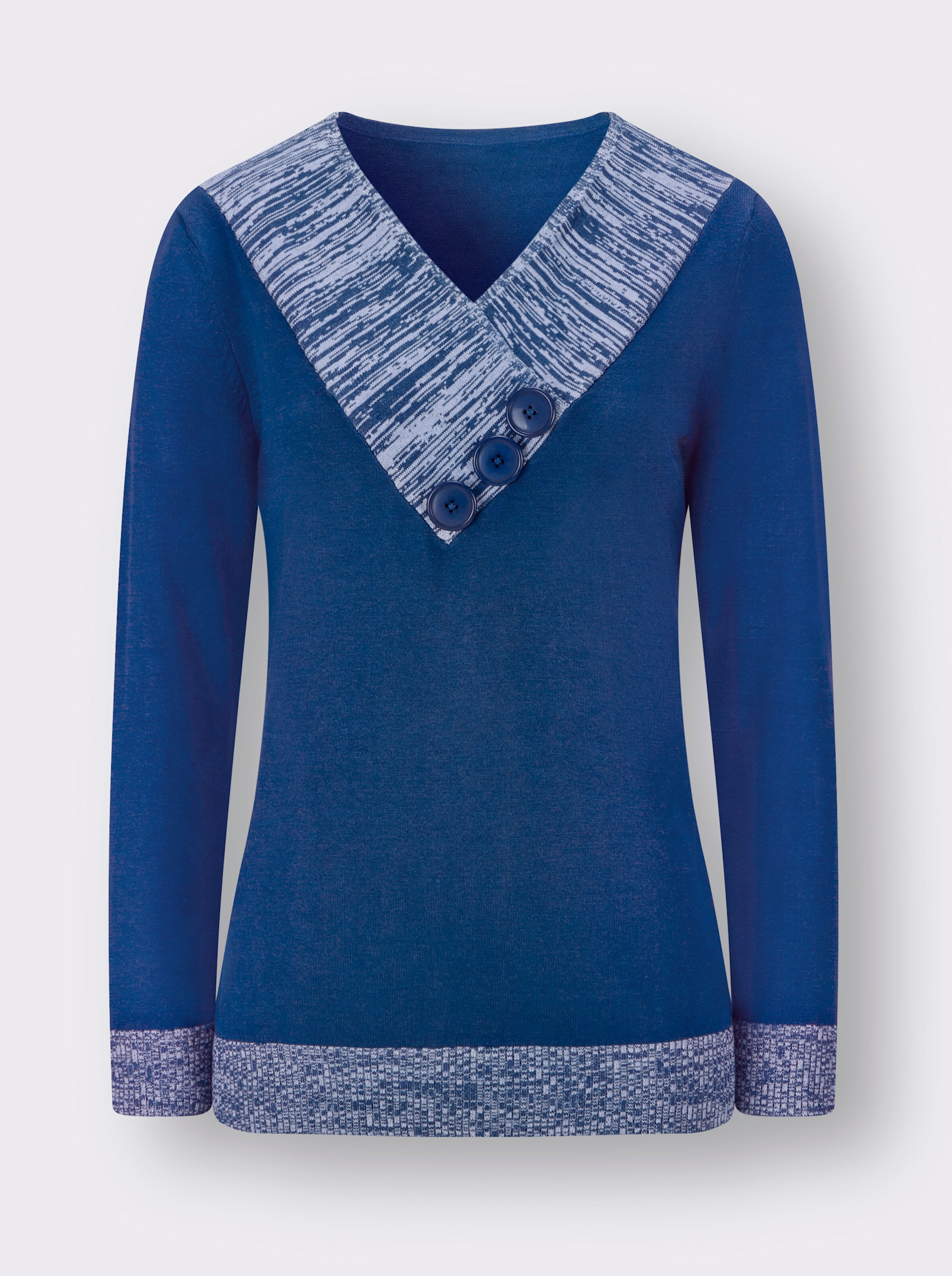 Langarm-Pullover mit Melange-Partien