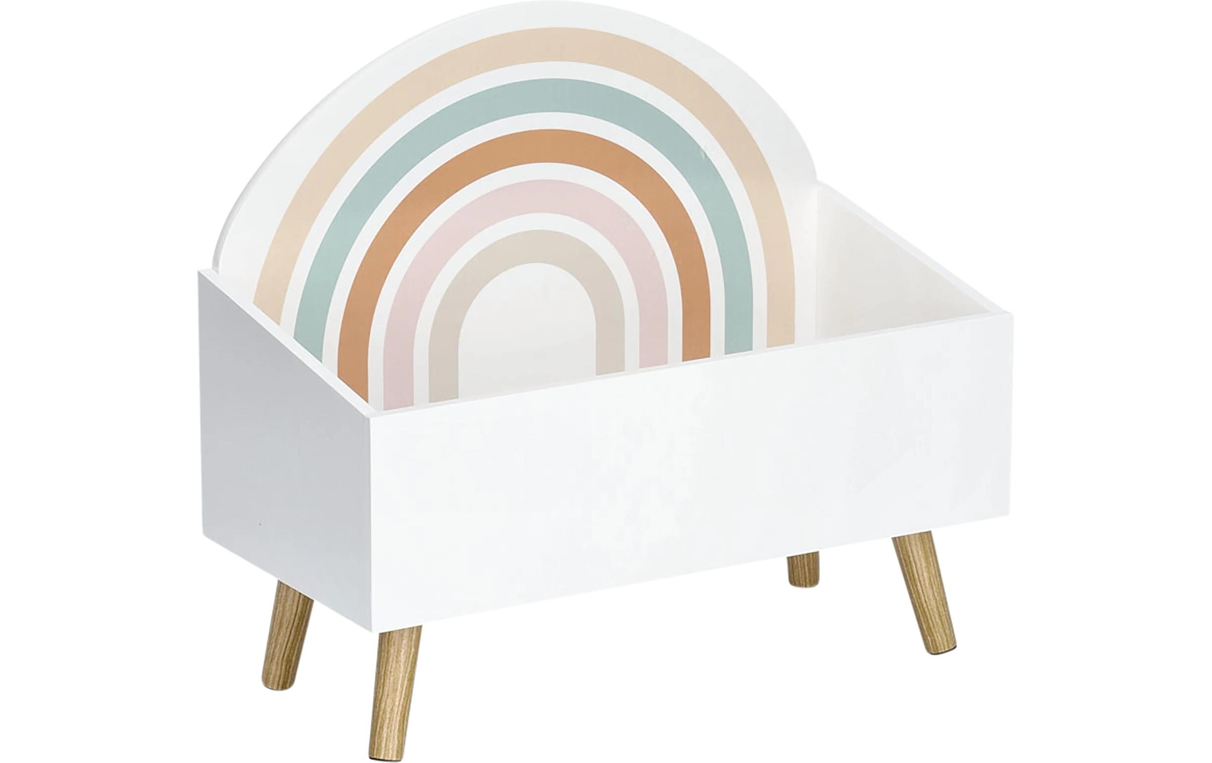 Kinder-Aufbewahrungstruhe Rainbow 58 x 28 x 52 cmSpielzeugkiste mit Rückwand im Regenbogen-Design