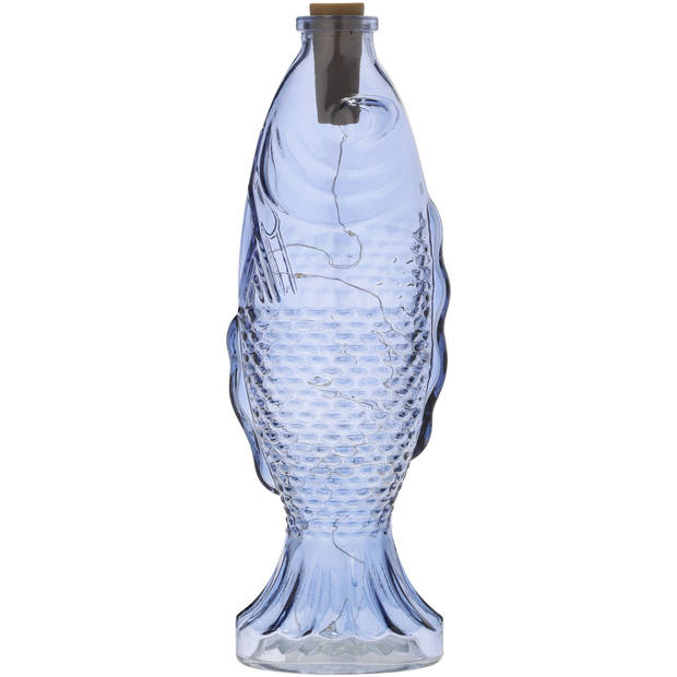 Blokker woondecoratie vis met LED - 27cm - blauw