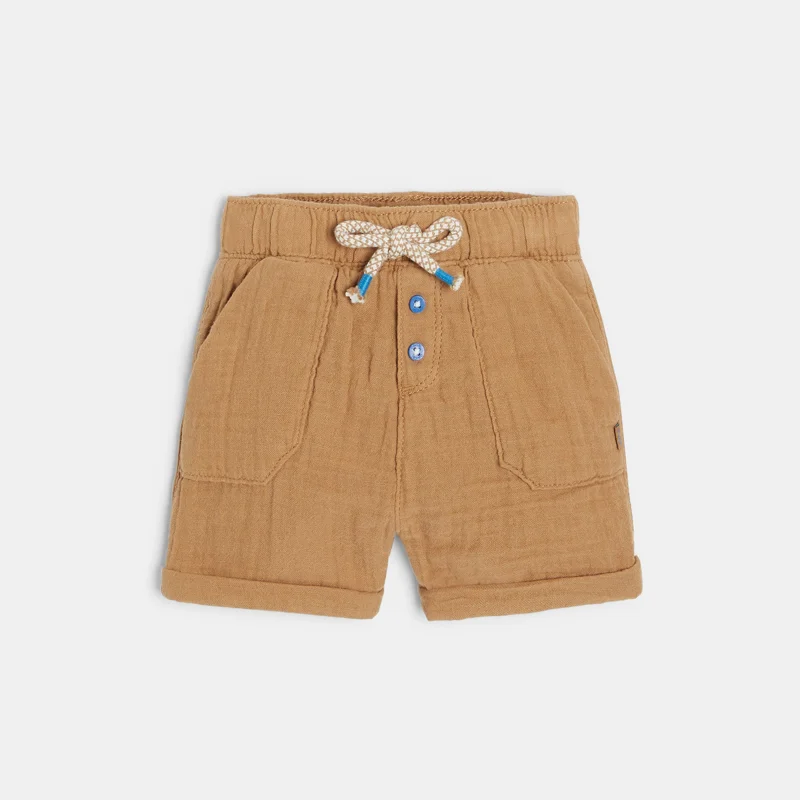 Short coton léger gaufré marron bébé garçon Marron