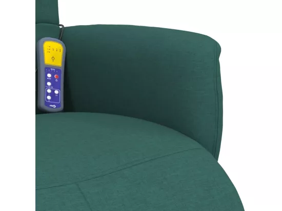 Fauteuil inclinable de massage et repose-pieds vert foncé tissu