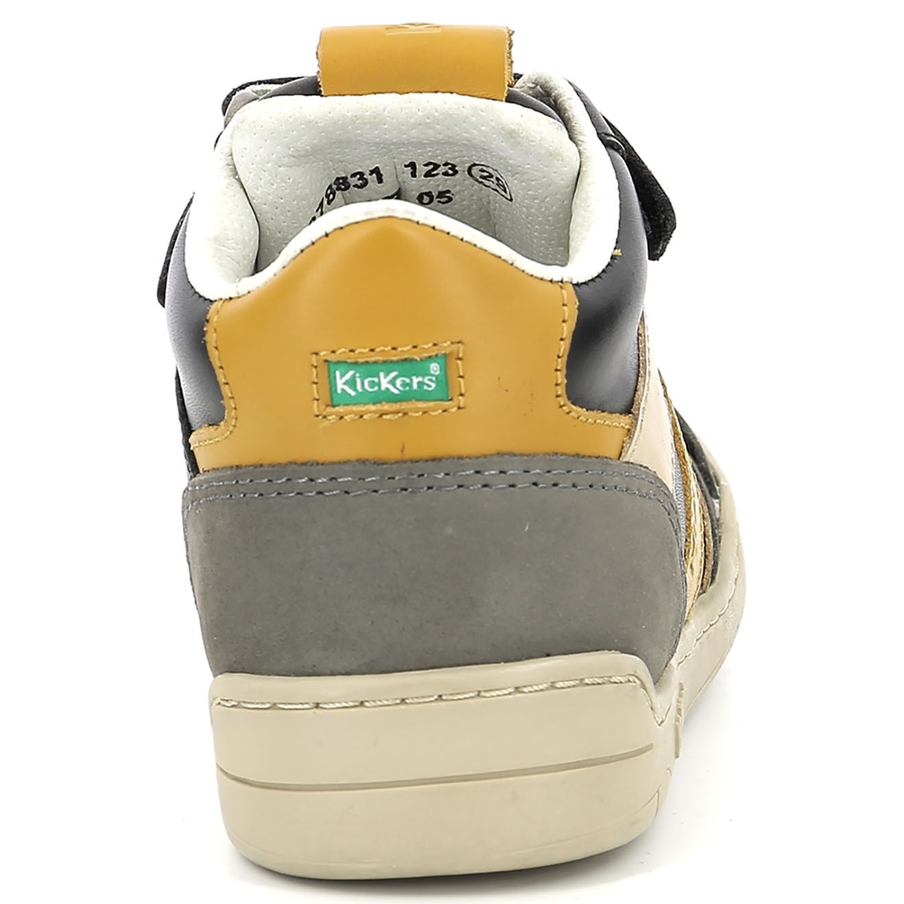 Kickers Baskets en Cuir Wincky Cdt gris/noir/jaune