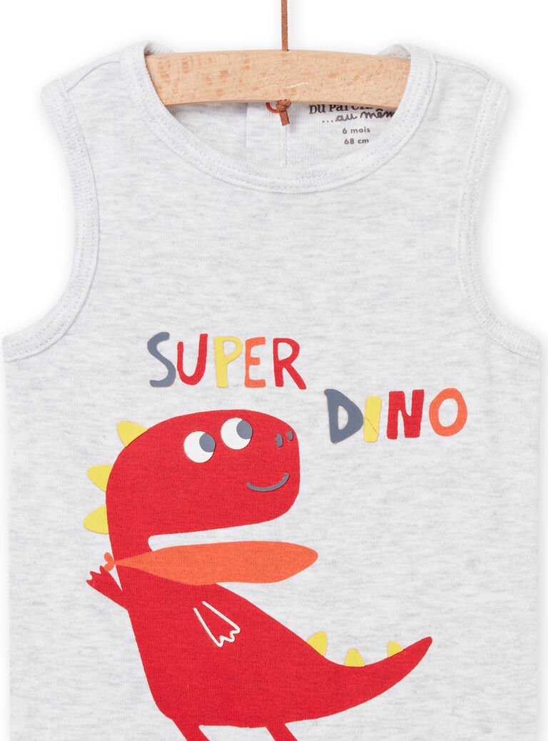 Body à motif dinosaure gris chiné bébé garçon