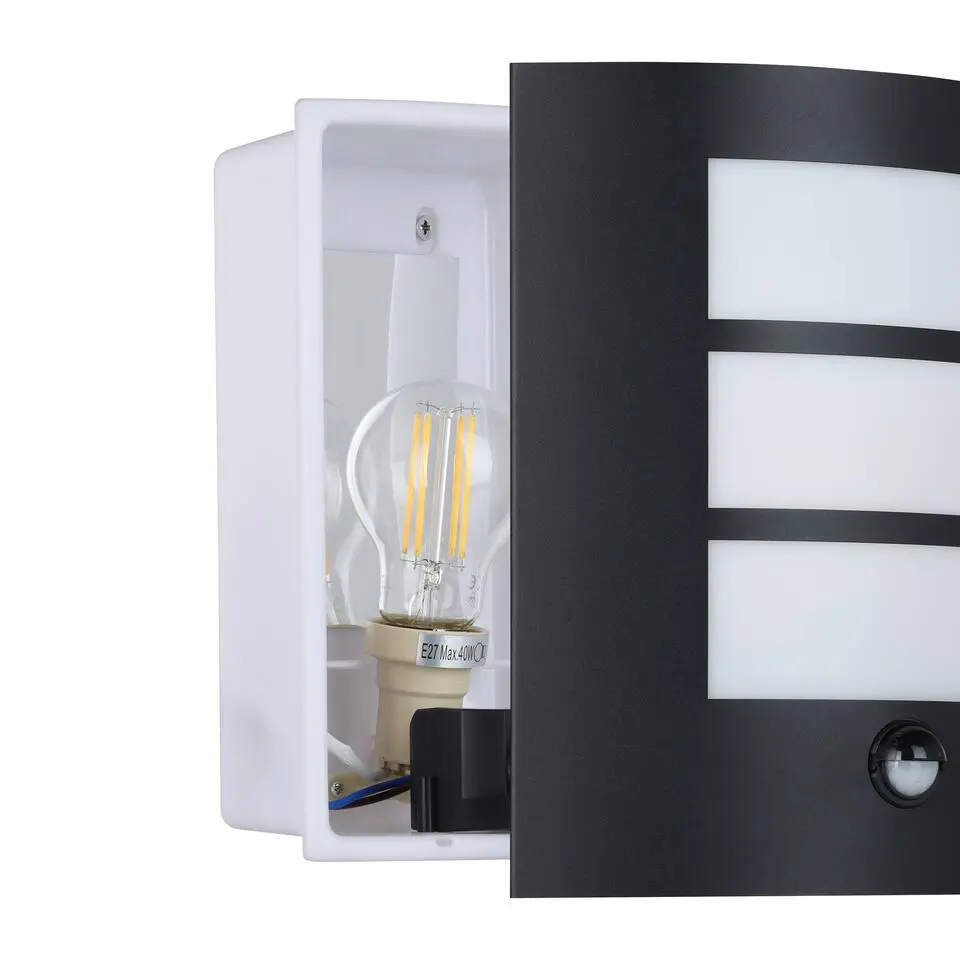 EGLO City Wandlamp - E27 - 23.5 cm - Zwart