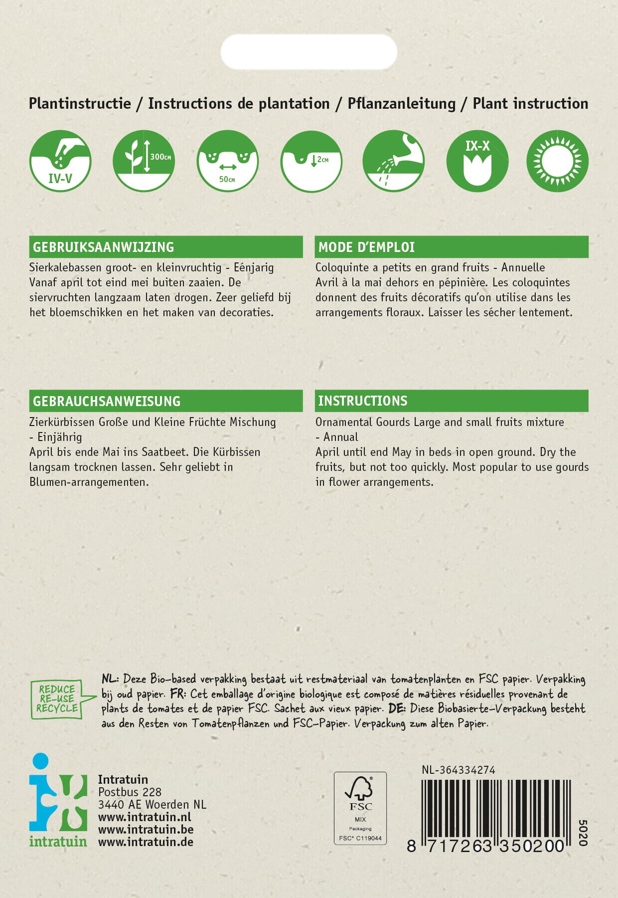 Intratuin groentezaad Sierkalebas gemengd (Cucurbita pepo)