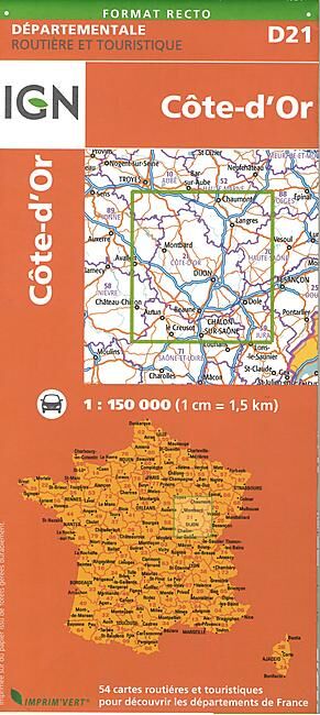 IGN - D21 COTE D OR ECHELLE 1 150 000