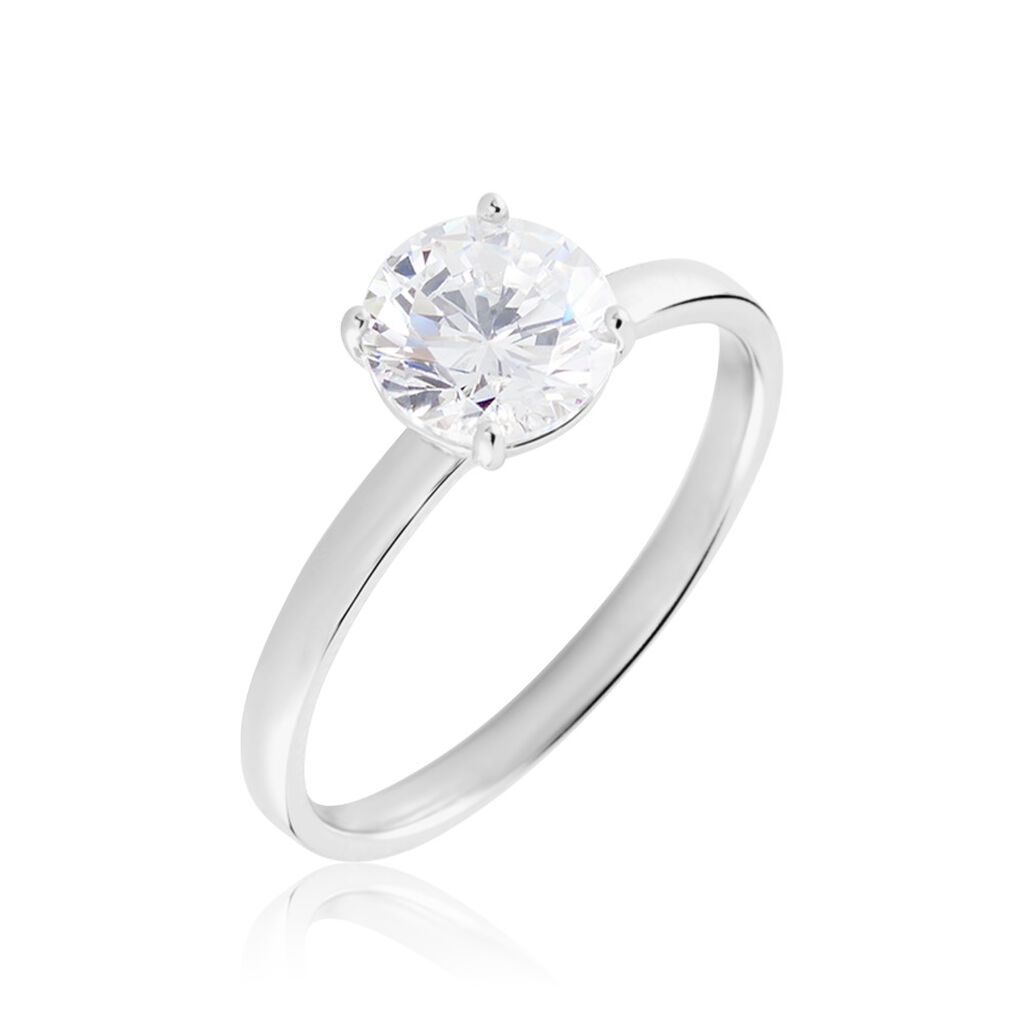 Bague Solitaire Stella Argent Blanc Oxyde De Zirconium