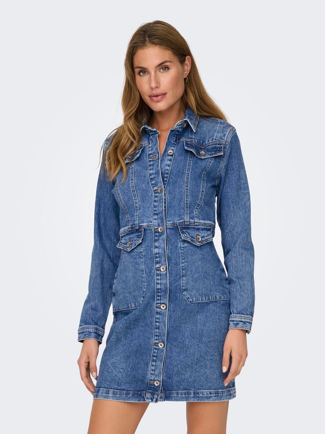 ONLAUGUSTA Kurzes Kleid Medium Blue Denim