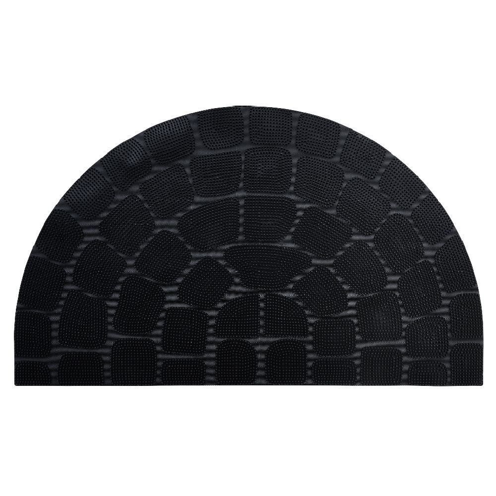 Tapis extérieur forme demi lune noir 74x44 cm
