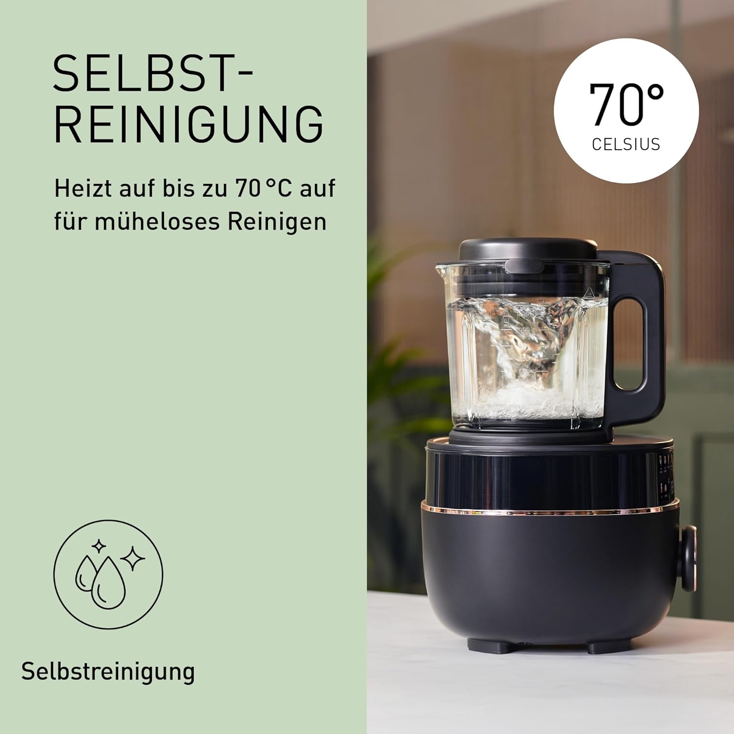 Panasonic MX-HG4401KXE Standmixer & Suppenbereiter,2 l, 800 W, Leiser Mixer,Heiß & Kalt, 9 Automatikprogramme, 10 Geschwindigkeitsstufen, Timer, Warmhalten, Automatische Reinigung, Schwarz & Roségold