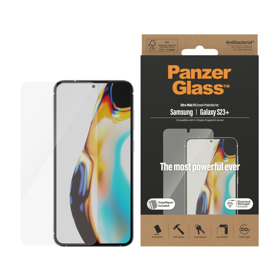 PanzerGlass - Skærmbeskyttelse Samsung Galaxy S23+ - Ultra-Wide Fit m. EasyAligner