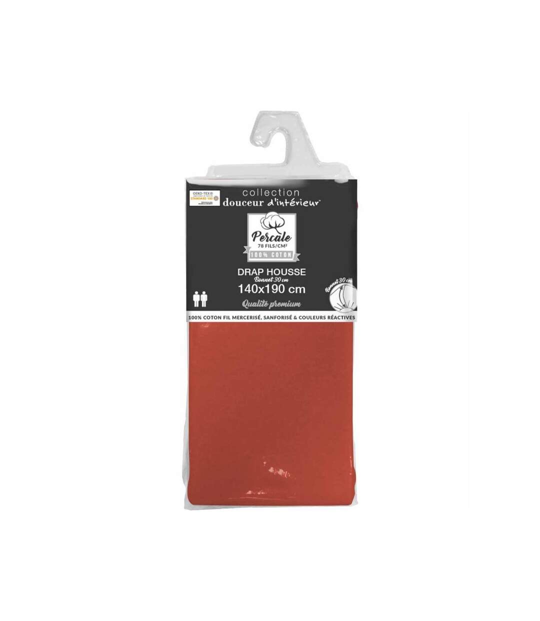 Drap Housse Percaline 140x190cm Terracotta