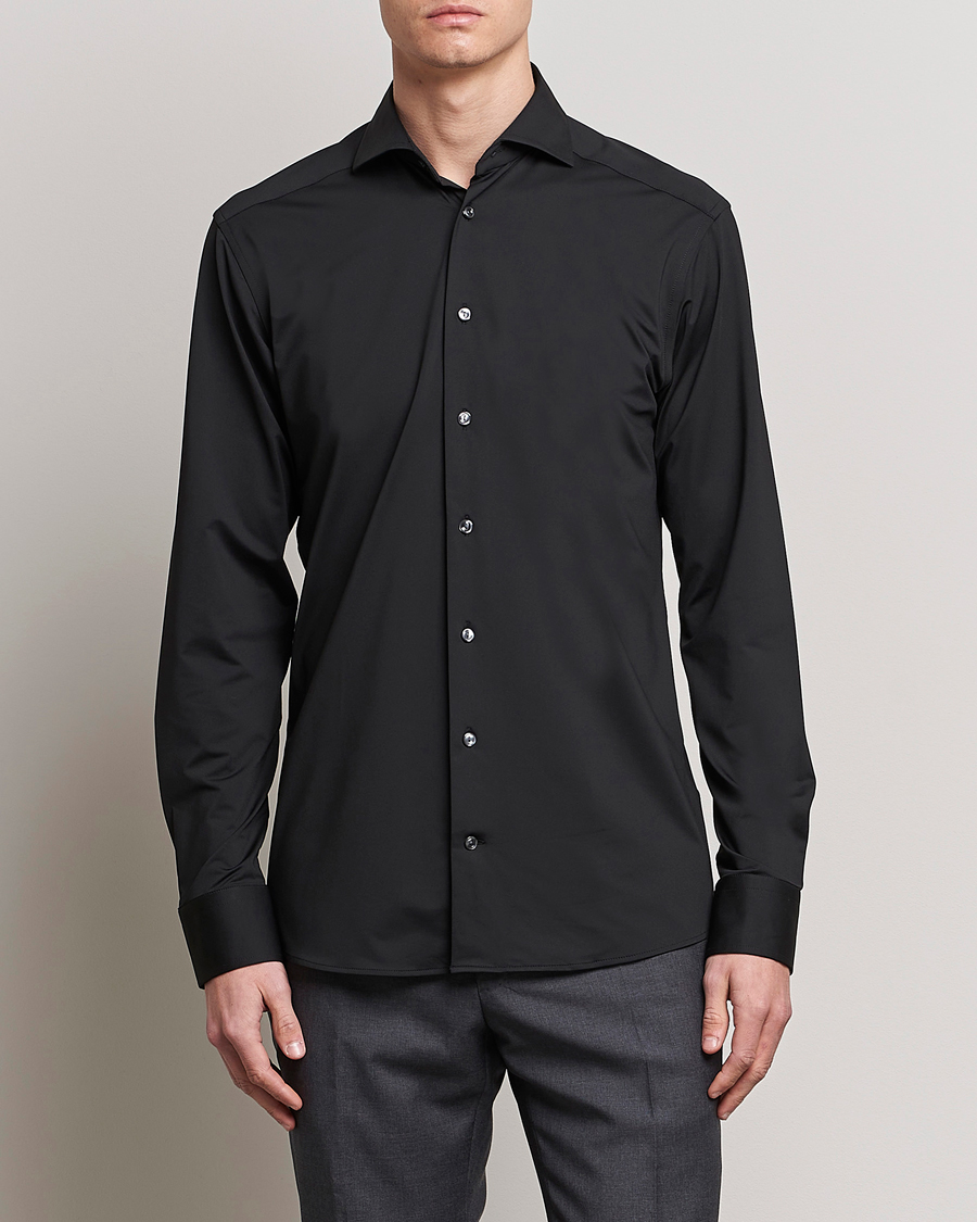 Eton Slim Fit Four Way Stretch Shirt Black