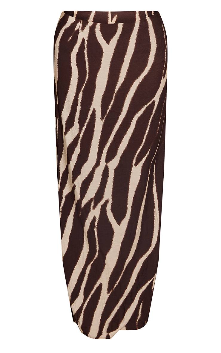Marron Ensemble Jupe Longue Imprimé Abstrait