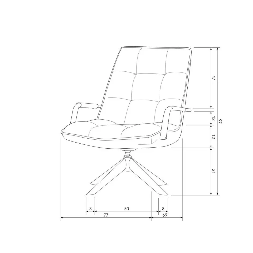 WOOOD Jouke Draaifauteuil - Kunstleer - Cognac - 96x70x85