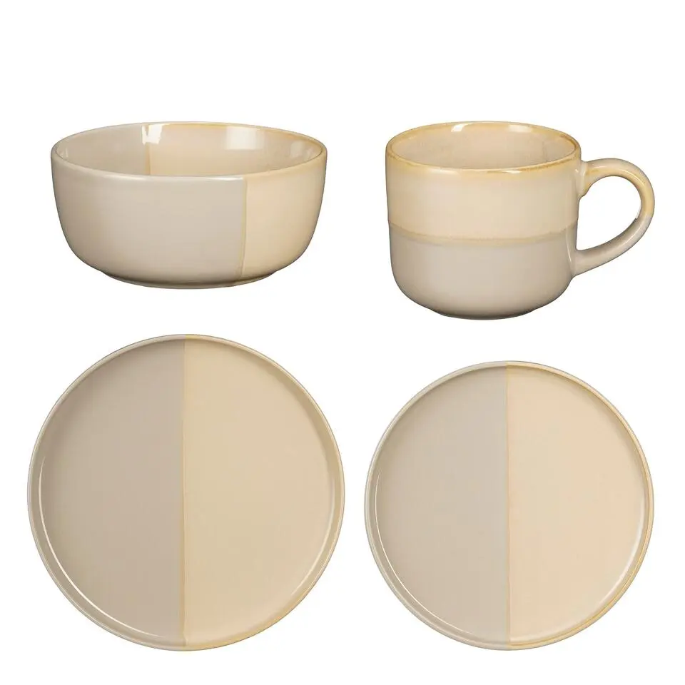 Mica Decorations Ozzu Serviesset 4 Persoons - Steengoed - Grijs