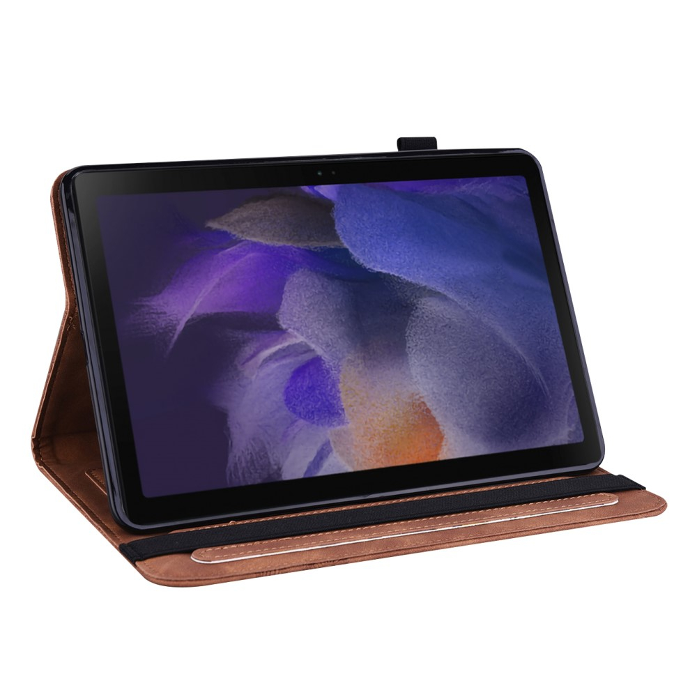 Samsung Galaxy Tab A8 10.5 (2021) Leder Tasche Flip Cover Blumen Mandala Imprint - Braun