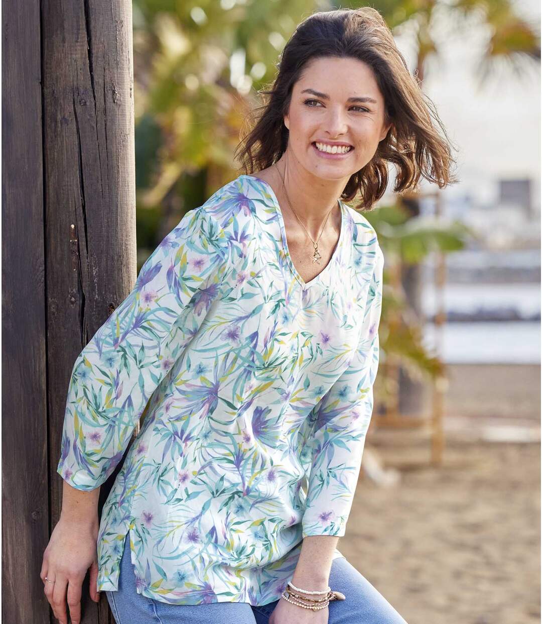 Blouse en Crêpe Imprimé Printanier