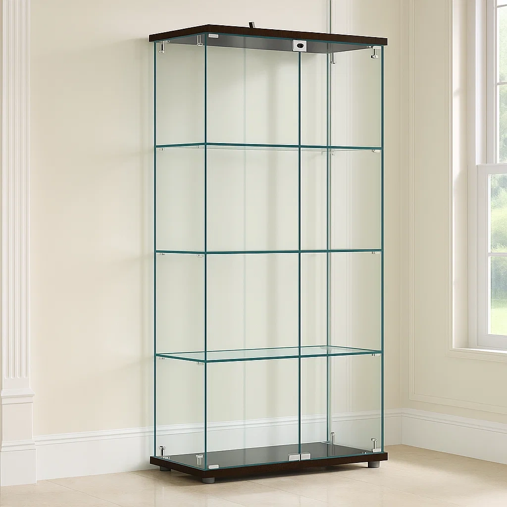 Vitrines 81.3 x 36.6 x 163.8 cm noir/verre composite
