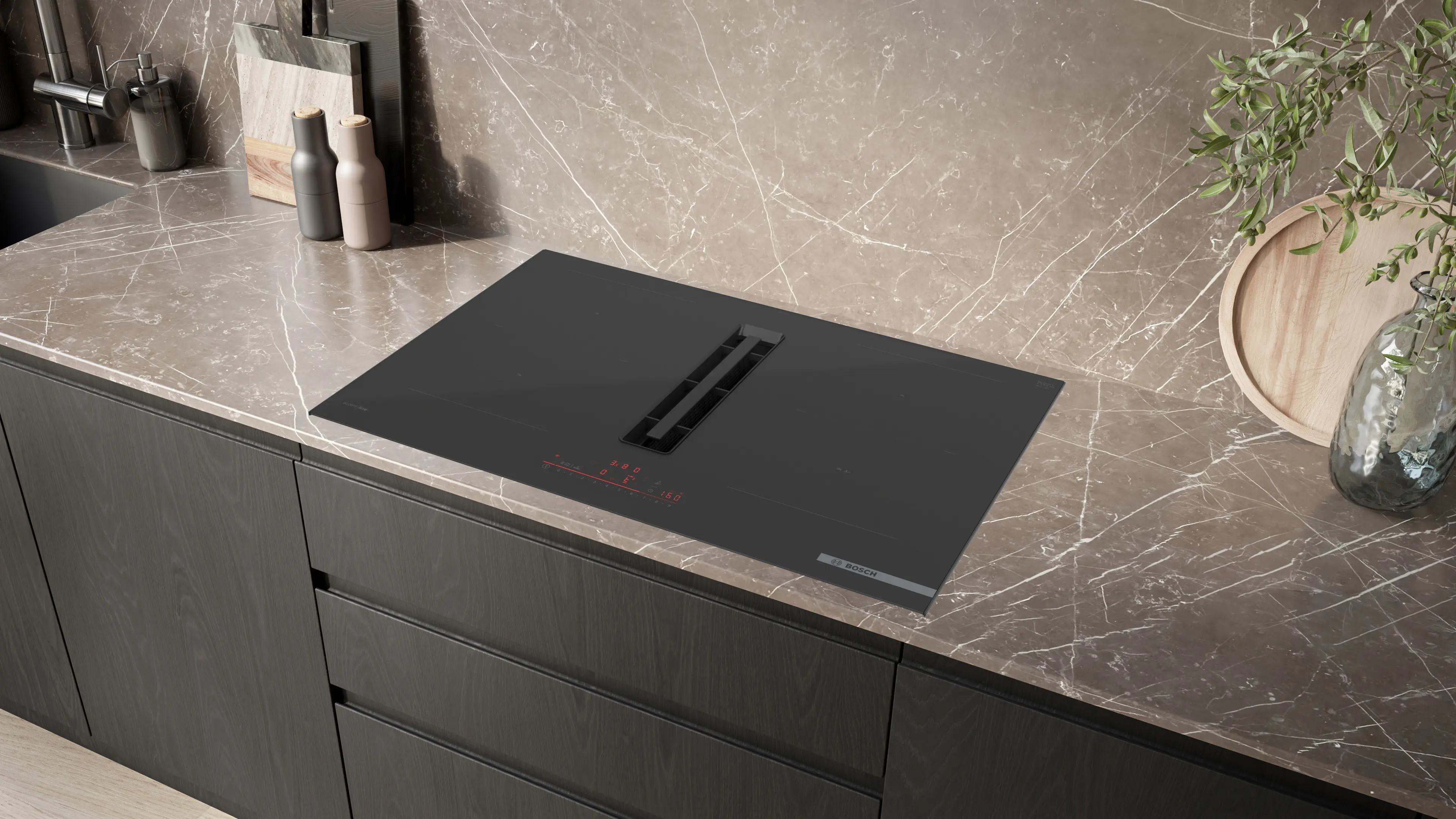 Serie 6 Inductiekookplaat met afzuiging 80 cm
