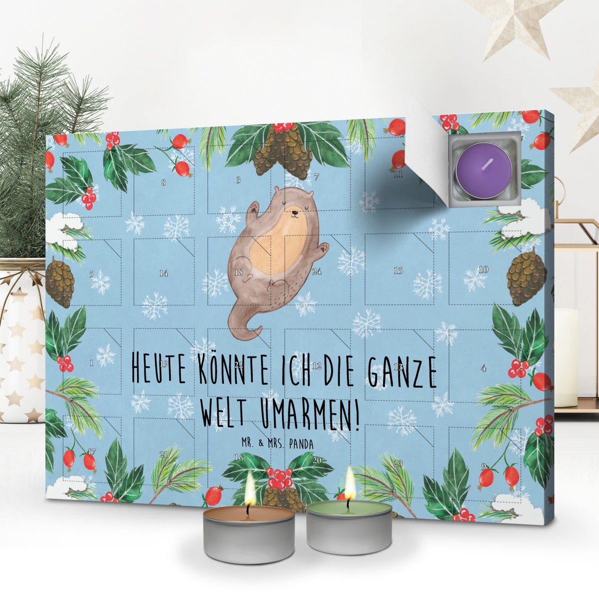 Mr. & Mrs. Panda Geurkaars Adventskalender Otter Hugs - Pastelblauw
