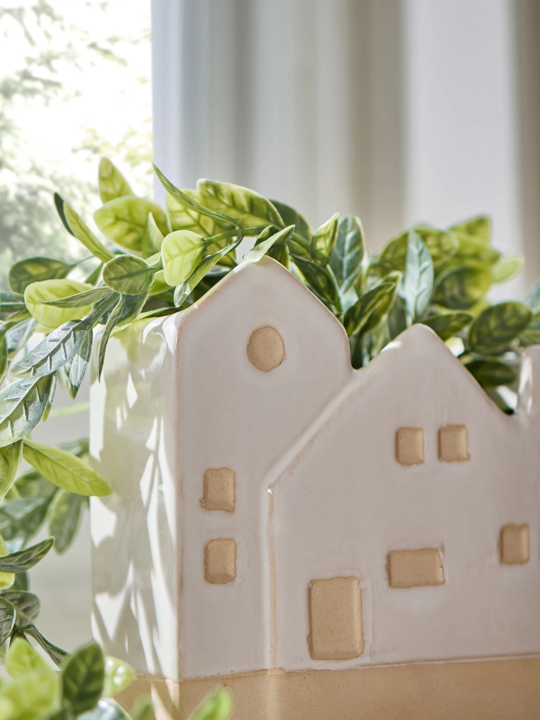 Artificial Trailing Plant In House Shaped Pot