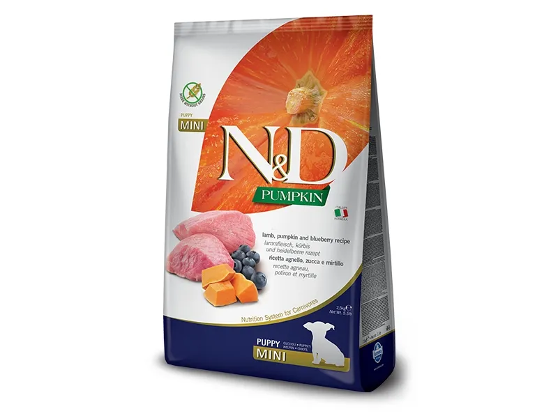 Farmina Pet Food N&D Pumpkin, Hundehvalp, Mini (5 - 10kg), Blåbær, Lam, Græskar, 2,5 kg