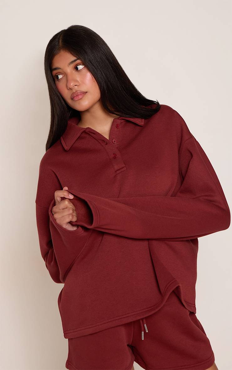 Marron Sweat-shirt Léger À Col Polo