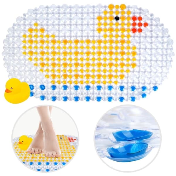Sklisikker matte med sugekopper og squeaky and for badekar