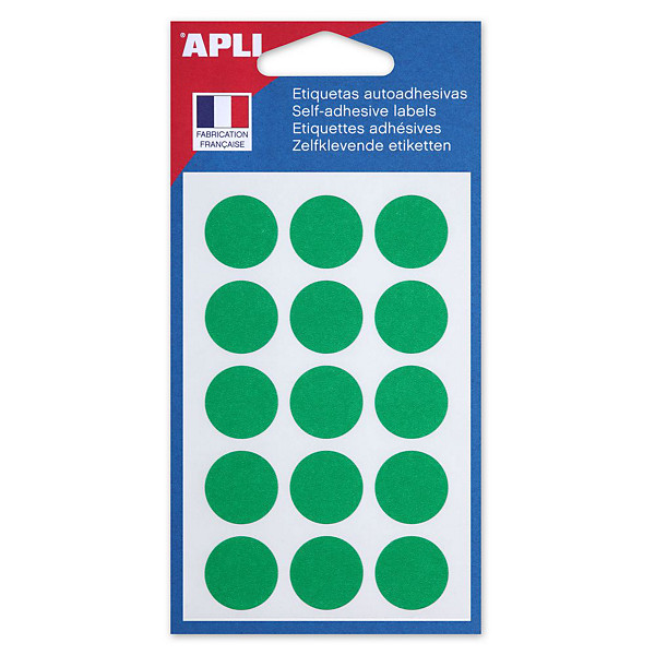 Apli Pastilles adhésives de couleur, Ø 19 mm - Pochette de 90, coloris vert