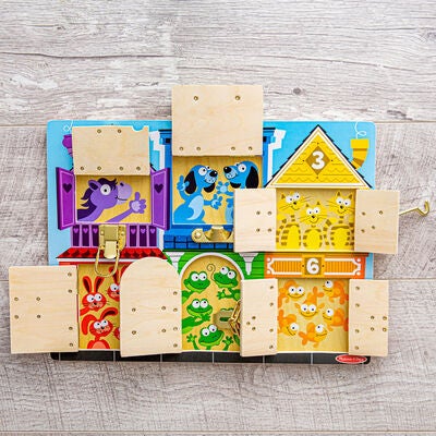 Melissa & Doug Låsebrett 6 Luker Med Dyr