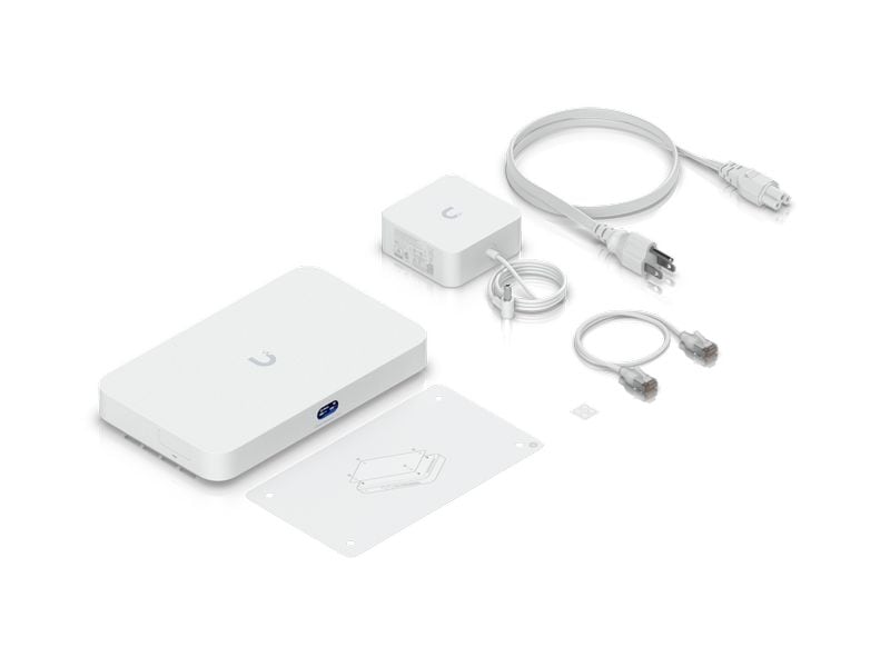 Ubiquiti Cloud Gateway Fiber Desktop-10G-Cloud-Gateway mit integriertem 4-Port-2,5-GbE-Switch, wählbarem NVR-Speicher und vollständiger UniFi-Anwendungsunterstützung