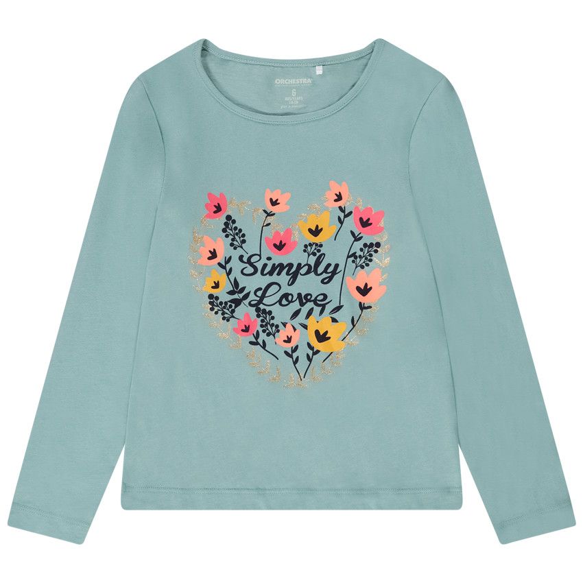 T-shirt manches longues print fantaisie et glitter pour fille - Vert