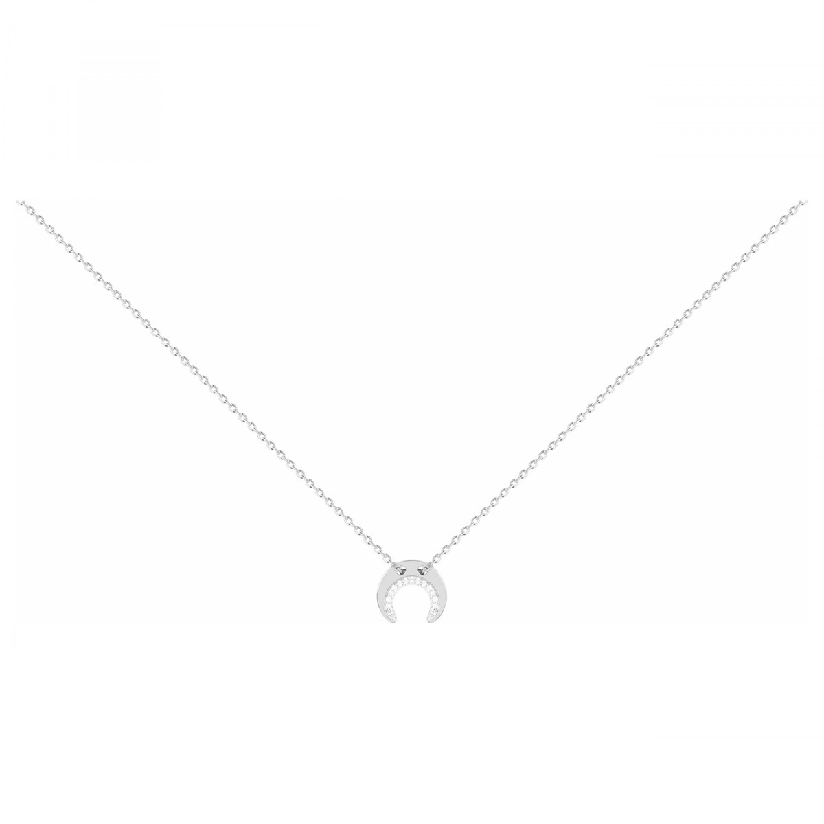 Collier mono-motif en Argent avec oxyde de zirconium blanc