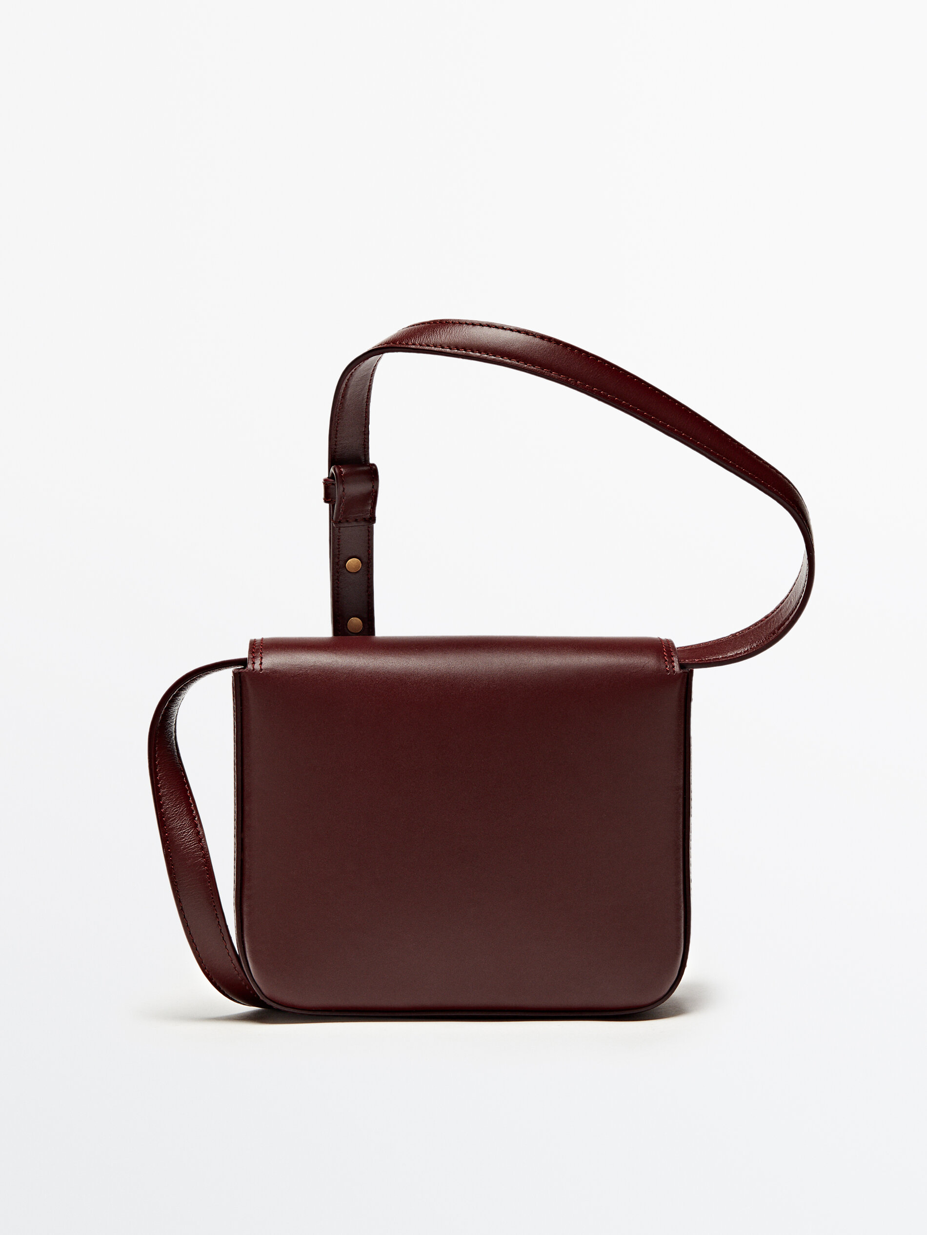 Bolsa transversal de couro com alça multifuncional - VINHO