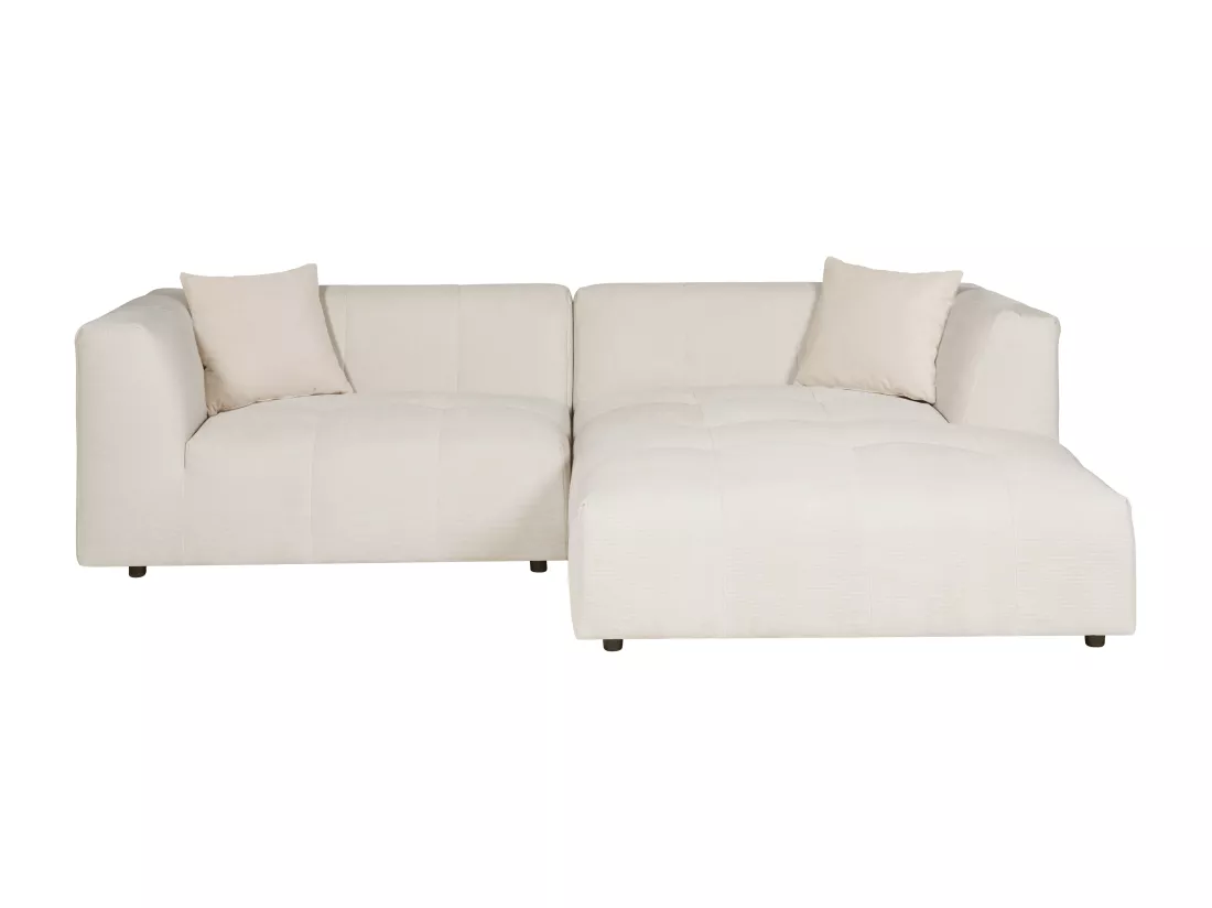 Canapé d'angle droit en velours côtelé beige NAEMIA de Maison Céphy