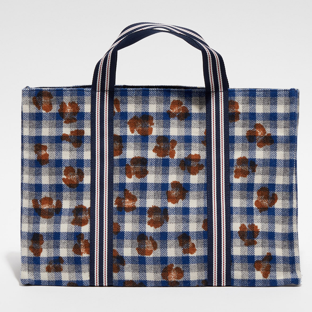 Inouitoosh Sac Shopping 100% Laine Léone bleu/camel  - 30x42x20 cm
