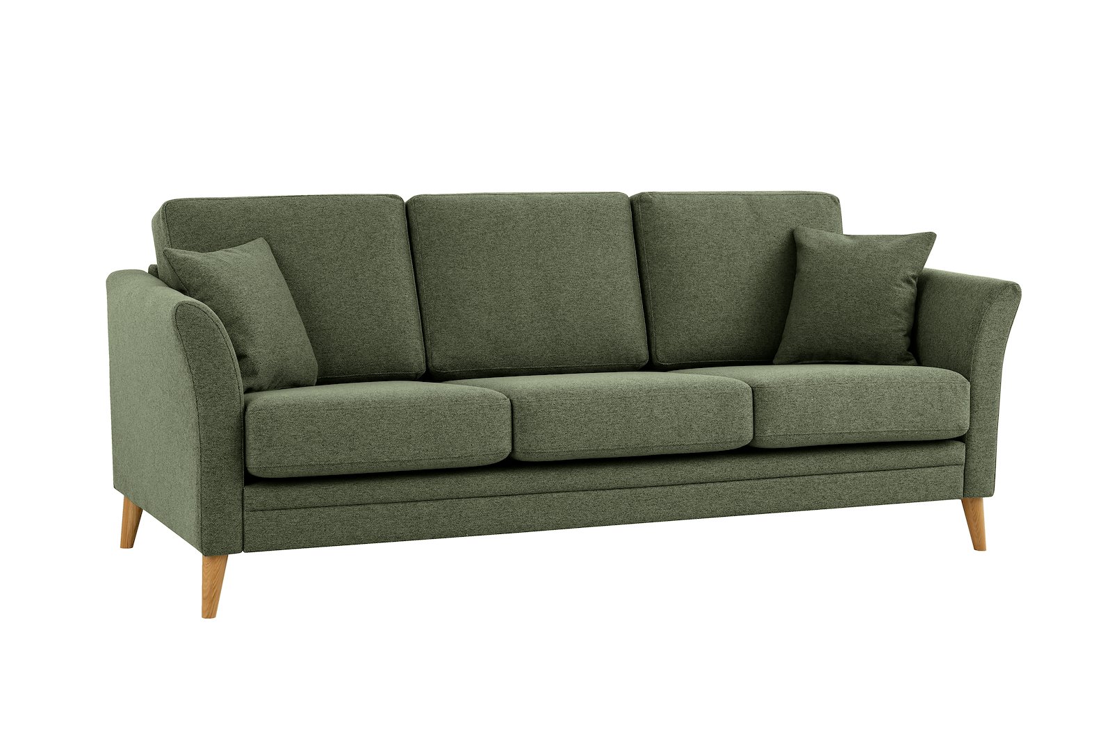Eden 3-seter sofa Tekstil Neve 17/2 Dark Green med ben i eik natur (15137).