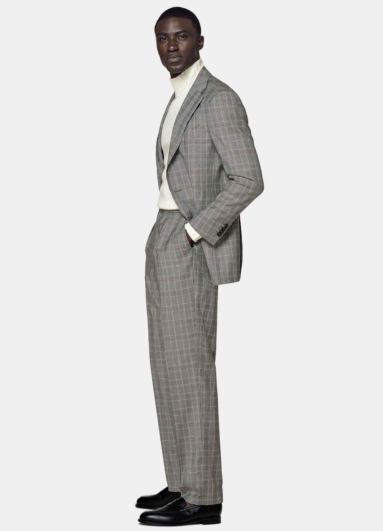Costume Roma coupe Relaxed gris moyen à carreaux