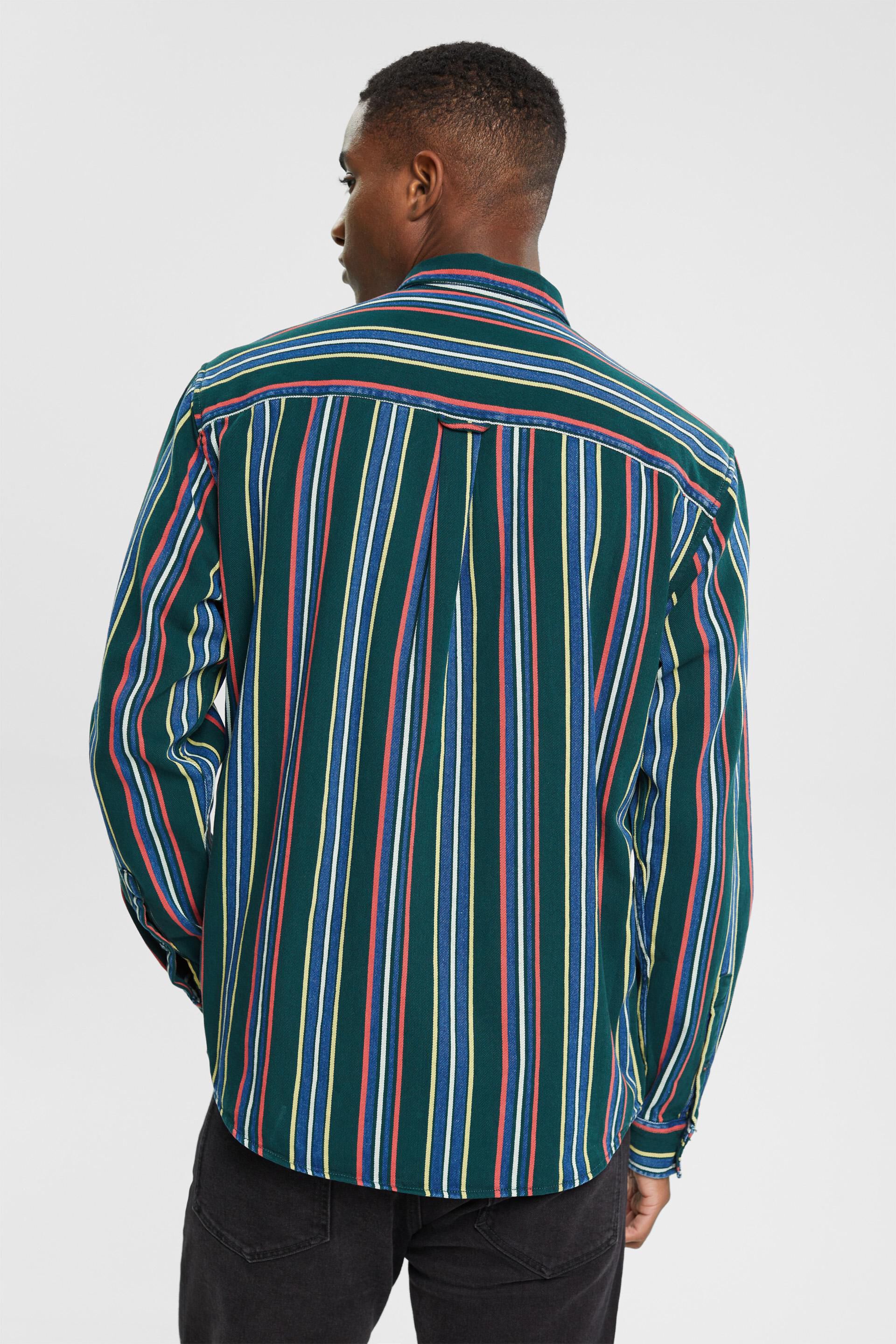 Chemise à col boutonné et rayures horizontales multicolores