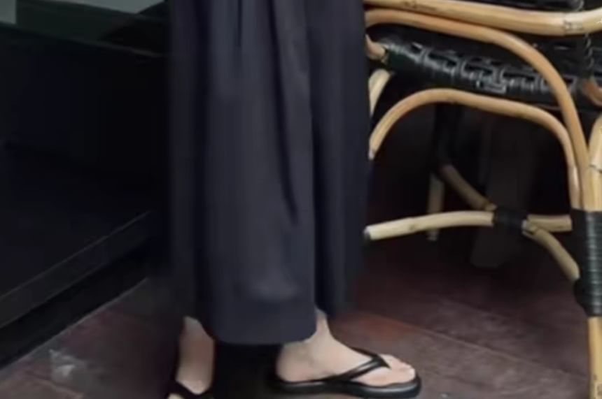 Taragon - Hoge taille effen wijde broek