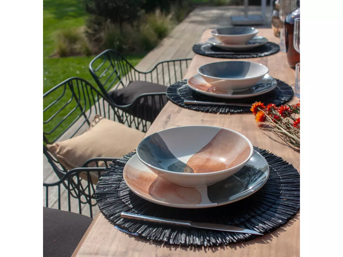 Now's Home - Lot 4 Sets De Table Rond En Rotin