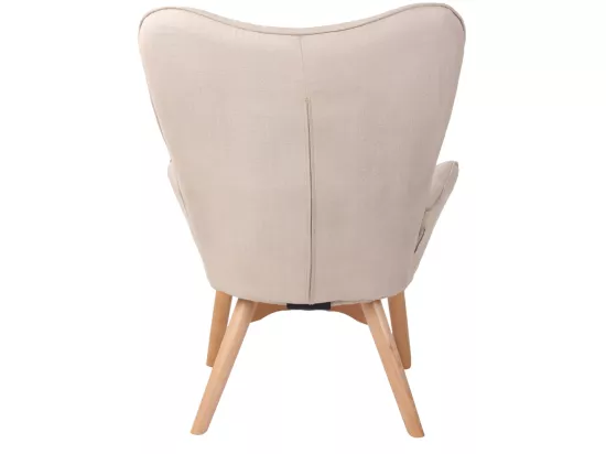 Fauteuil - Tissu & Bois - Crème - Durham