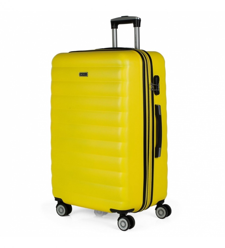 Mala de viagem grande com 4 rodas ITACA 71270 Amarela - 68 x 47 x 30 cm -