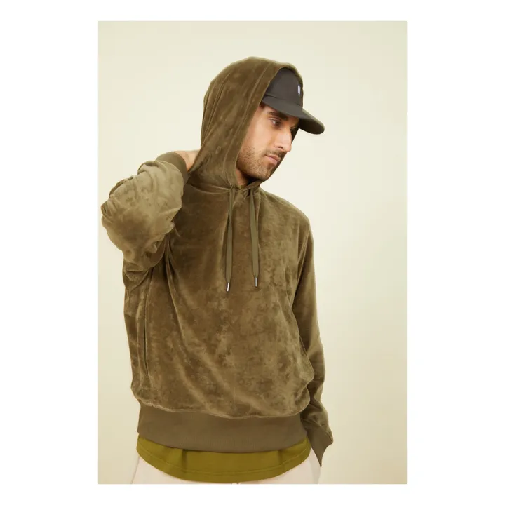 SMALLABLE BASICS Hoodie Velours Homme Coton Bio | Vert kaki