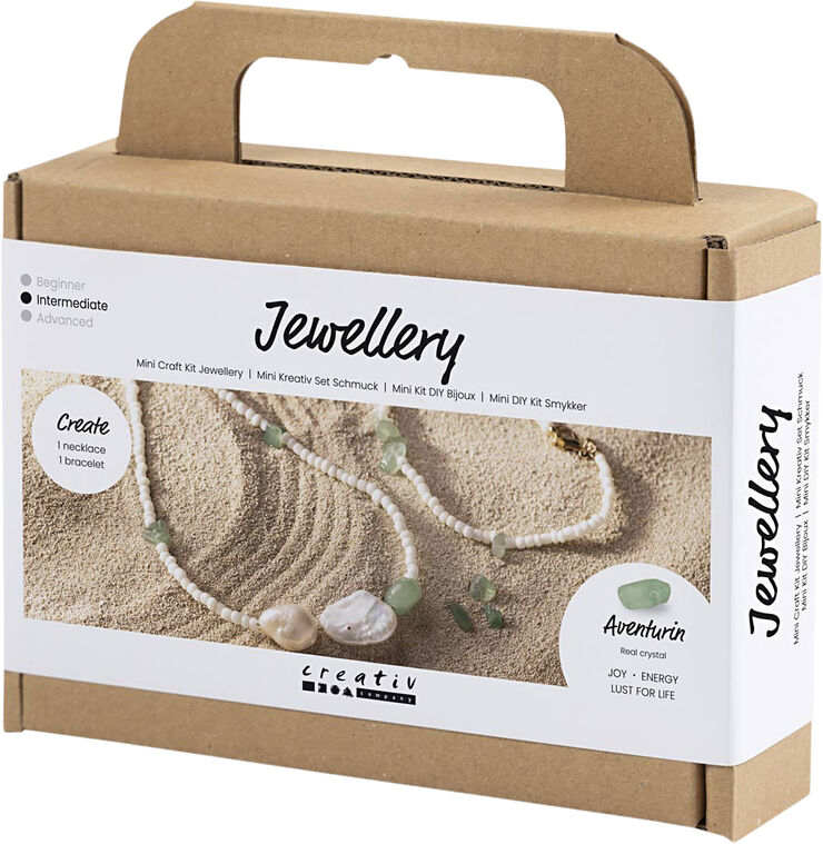 Creativ Company Mini DIY Kit Smykker, Aventurin, halskæde og -armbånd