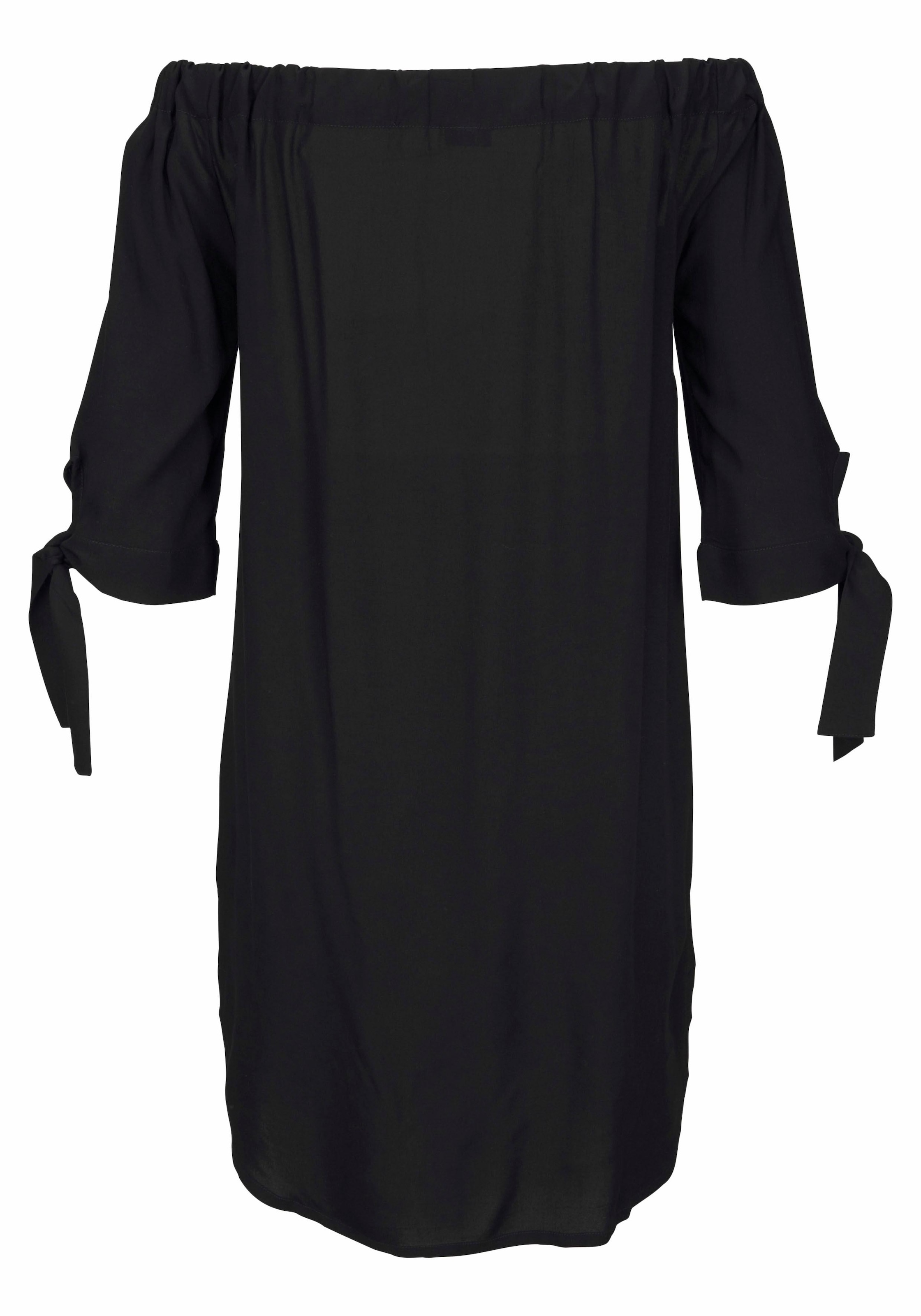 LASCANA Blusenkleid mit Carmenausschnitt und 3/4-Ärmeln, Sommerkleid, Strandkleid, Basic
