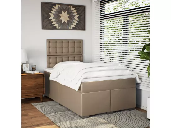 Sommier tapissier matelas cappuccino 120x190cm similicuir
